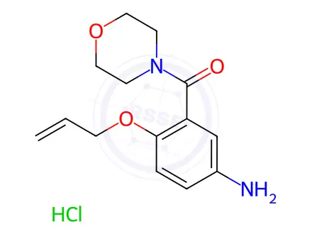Chemical structure of 4-(5-Amino-2-(2-propenyloxy)benzoyl)morpholine monohydrochloride