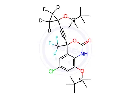 Chemical structure of rac-8,14-Bis(tert-butyldimethylsilyloxy) Efavirenz-d4