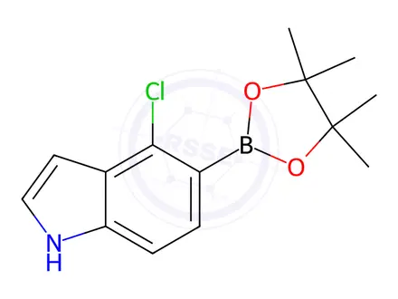 Chemical structure of 4-Chloro-5-(4,4,5,5-tetramethyl-1,3,2-dioxaborolan-2-yl)-1H-indole