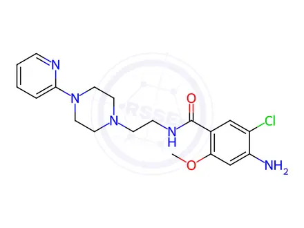 Chemical structure of Benzamide, 4-amino-5-chloro-2-methoxy-N-(2-(4-(2-pyridinyl)-1-piperazi nyl)ethyl)-