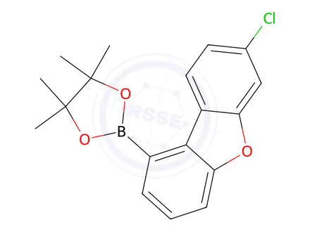 Chemical structure of Dibenzofuran, 7-chloro-1-(4,4,5,5-tetramethyl-1,3,2-dioxaborolan-2-yl)-