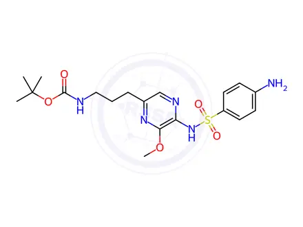 Chemical structure of tert-Butyl(3-(5-(4-Aminophenylsulfonamido)-6-methoxypyrazin-2-yl)propyl)carbamate