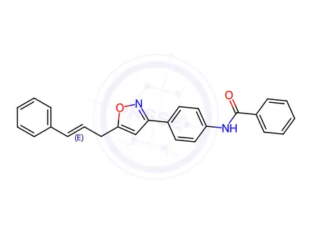 Chemical structure of N-(4-(5-Cinnamylisoxazol-3-yl)phenyl)benzamide