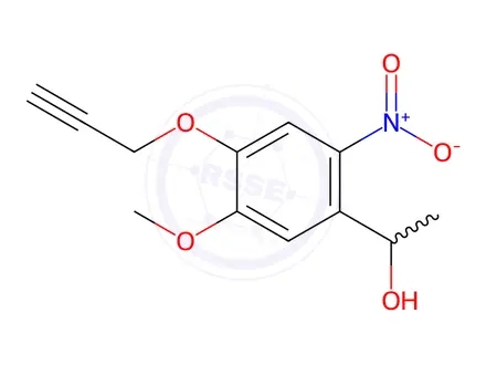 Chemical structure of 1-(5-Methoxy-2-nitro-4-(prop-2-yn-1-yloxy)phenyl)ethan-1-ol