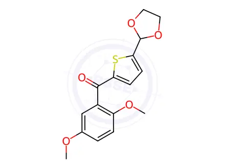 Chemical structure of (5-(1,3-Dioxolan-2-yl)thiophen-2-yl)(2,5-dimethoxyphenyl)methanone