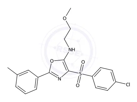 Chemical structure of 4-((4-Chlorophenyl)sulfonyl)-N-(2-methoxyethyl)-2-(m-tolyl)oxazol-5-amine