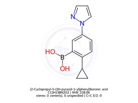 Chemical structure of (2-Cyclopropyl-5-(1H-pyrazol-1-yl)phenyl)boronic acid