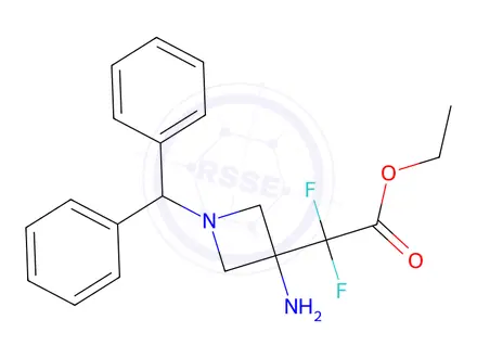Chemical structure of ethyl 2-(3-amino-1-benzhydryl-azetidin-3-yl)-2,2-difluoro-acetate
