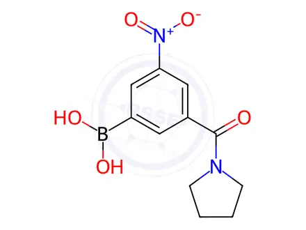 Chemical structure of (3-Nitro-5-(pyrrolidine-1-carbonyl)phenyl)boronic acid