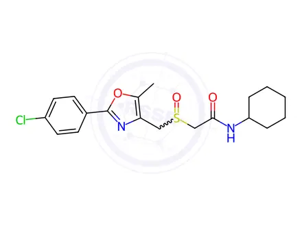 Chemical structure of Acetamide, 2-[[[2-(4-chlorophenyl)-5-methyl-4-oxazolyl]methyl]sulfinyl]-N-cyclohexyl-