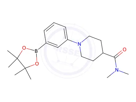 Chemical structure of N,N-Dimethyl-1-(3-(4,4,5,5-tetramethyl-1,3,2-dioxaborolan-2-yl)phenyl)piperidine-4-carboxamide