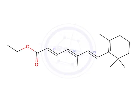 Chemical structure of ethyl (2E,4E,6E)-5-methyl-7-(2,6,6-trimethylcyclohex-1-en-1-yl)hepta-2,4,6-trienoate