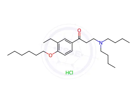 Chemical structure of beta-Di-n-butylaminoaethyl-(4-n-hexyloxy-3-aethylphenyl)-ketonhydrochl orid [German]