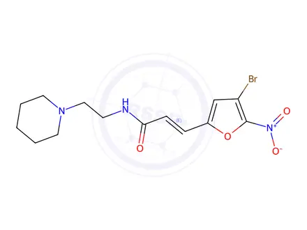 Chemical structure of N-(2-N-piperidinylethyl)-beta-(5-nitro-4-bromo-2-furyl)acrylamide