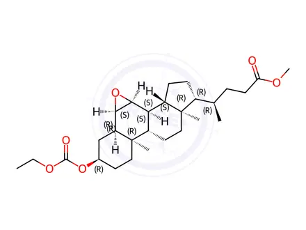 Chemical structure of (3α,5β,6α,7α)-6,7-Epoxy-3-[(ethoxycarbonyl)oxy]cholan-24-oic Acid Methyl Ester
