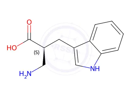 Chemical structure of (S)-2-((1H-indol-3-yl)methyl)-3-aminopropanoic acid