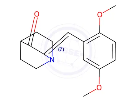 Chemical structure of (Z)-2-(2,5-dimethoxybenzylidene)quinuclidin-3-one