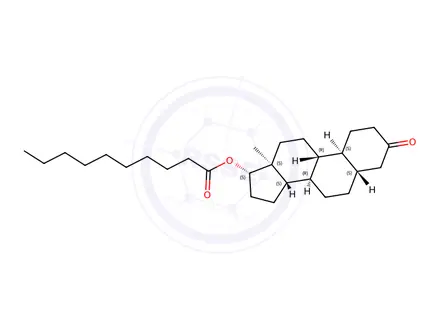 Chemical structure of (5S,8R,9R,10S,13S,14S,17S)-13-methyl-3-oxohexadecahydro-1H-cyclopenta[a]phenanthren-17-yl decanoate