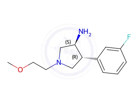 Chemical structure of (3S,4R)-4-(3-FLUOROPHENYL)-1-(2-METHOXYETHYL)PYRROLIDIN-3-AMINEDIHYDROCHLORIDE