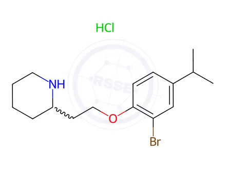 Chemical structure of 2-[2-(2-Bromo-4-isopropylphenoxy)ethyl]piperidine hydrochloride
