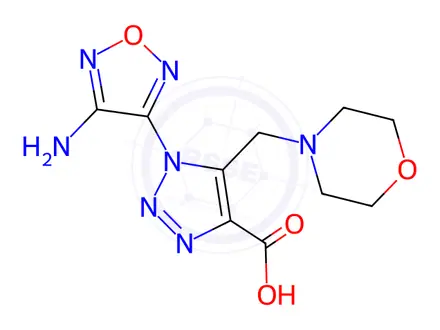 Chemical structure of 1-(4-Amino-1,2,5-oxadiazol-3-yl)-5-(morpholin-4-ylmethyl)-1H-1,2,3-triazole-4-carboxylic acid