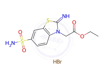 Chemical structure of ethyl 2-(2-imino-6-sulfamoylbenzo[d]thiazol-3(2h)-yl)acetate hydrobromide