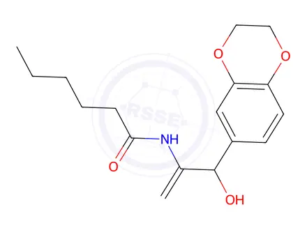 Chemical structure of N-(3-(2,3-dihydrobenzo[b][1,4]dioxin-6-yl)-3-hydroxyprop-1-en-2-yl)hexanamide