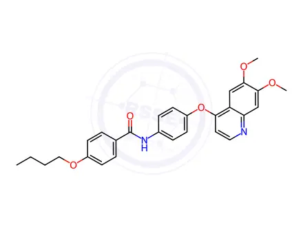 Chemical structure of 4-Butoxy-N-(4-((6,7-dimethoxyquinolin-4-yl)oxy)phenyl)benzamide