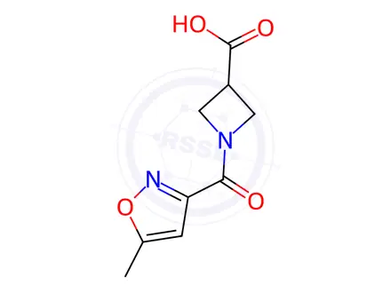 Chemical structure of 1-[(5-Methylisoxazol-3-yl)carbonyl]azetidine-3-carboxylic Acid