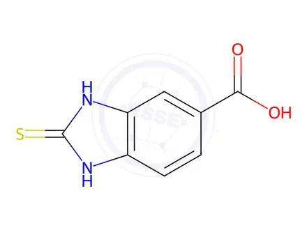 Chemical structure of 2-Mercapto-5-benzimidazolecarboxylic Acid