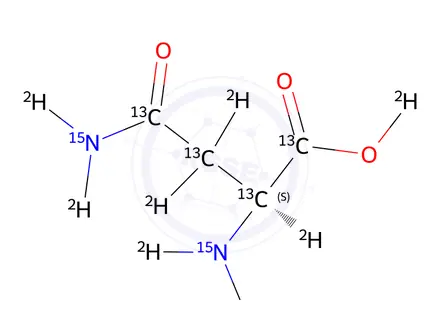 Chemical structure of L-Asparagine-¹³C₄,¹⁵N₂,d ₈