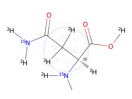 Chemical structure of L-Asparagine-¹⁵N₂,d₈ Monodeuterium compound