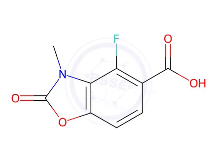 Chemical structure of 4-fluoro-3-methyl-2-oxo-1,3-benzoxazole-5-carboxylic acid