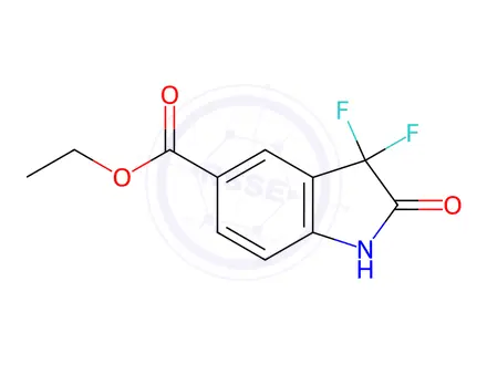 Chemical structure of ethyl 3,3-difluoro-2-oxo-1H-indole-5-carboxylate