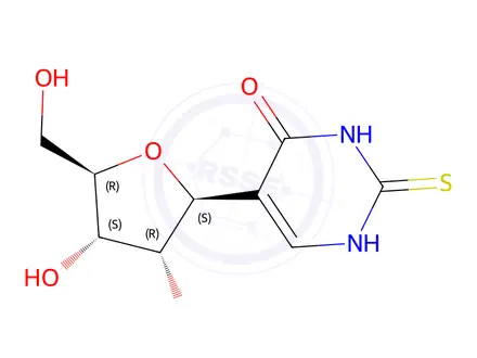 Chemical structure of 5-((2S,3S,4R,5R)-3,4-Dihydroxy-5-(hydroxymethyl)tetrahydrofuran-2-yl)-2-thioxo-2,3-dihydropyrimidin-4(1H)-one