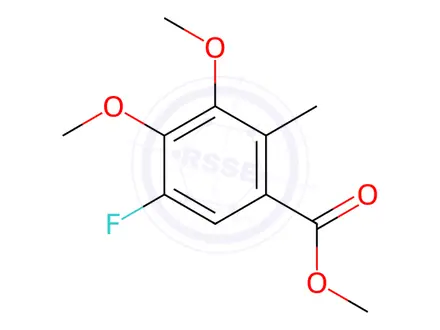 Chemical structure of Benzoic acid, 5-fluoro-3,4-dimethoxy-2-methyl-, methyl ester