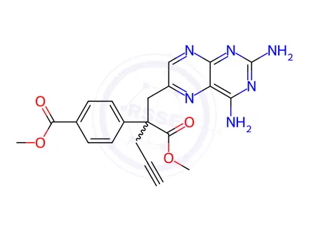 Chemical structure of Methyl 4-(2-((2,4-diaminopteridin-6-yl)methyl)-1-methoxy-1-oxopent-4-yn-2-yl)benzoate