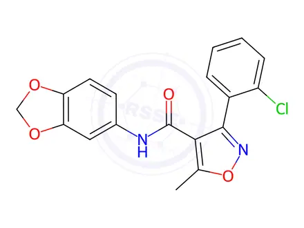 Chemical structure of n-(Benzo[d][1,3]dioxol-5-yl)-3-(2-chlorophenyl)-5-methylisoxazole-4-carboxamide