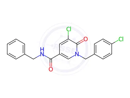 Chemical structure of N-benzyl-5-chloro-1-(4-chlorobenzyl)-6-oxo-1,6-dihydropyridine-3-carboxamide