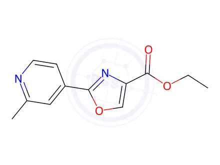 Chemical structure of 4-Oxazolecarboxylic acid, 2-(2-methyl-4-pyridinyl)-, ethyl ester