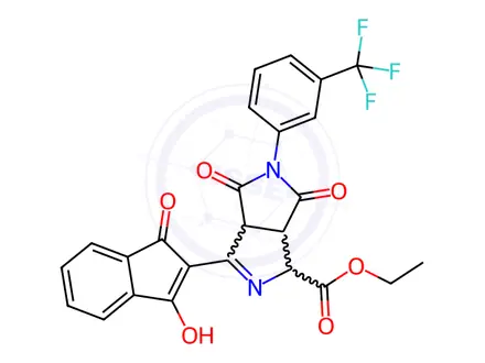 Chemical structure of Ethyl 3-(1,3-dioxo-2,3-dihydro-1H-inden-2-ylidene)-4,6-dioxo-5-[3-(trifluoromethyl)phenyl]-octahydropyrrolo[3,4-c]pyrrole-1-carboxylate
