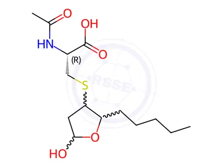 Chemical structure of N-Acetyl-S-(tetrahydro-5-hydroxy-2-pentyl-3-furanyl)-L-cysteine Solution in Ethanol