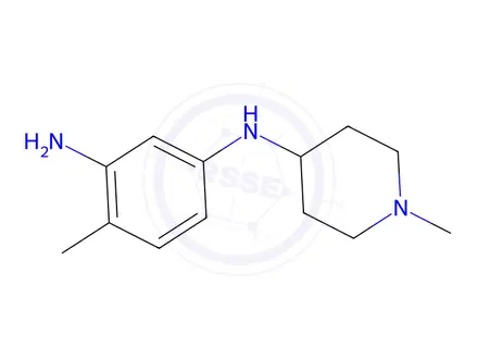 Chemical structure of 4-methyl-1-N-(1-methylpiperidin-4-yl)benzene-1,3-diamine