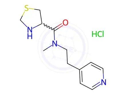 Chemical structure of N-methyl-N-(2-(pyridin-4-yl)ethyl)thiazolidine-4-carboxamide hydrochloride
