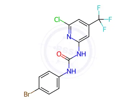 Chemical structure of N-(4-bromophenyl)-N'-[6-chloro-4-(trifluoromethyl)-2-pyridyl]urea