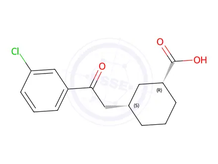 Chemical structure of (1R,3S)-3-(2-(3-chlorophenyl)-2-oxoethyl)cyclohexane-1-carboxylic acid