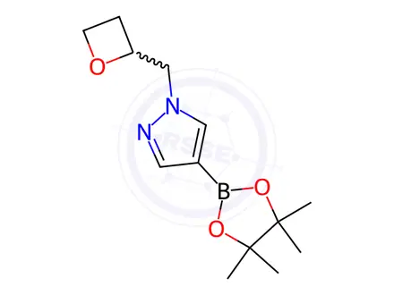 Chemical structure of 1-[(oxetan-2-yl)methyl]-4-(tetramethyl-1,3,2-dioxaborolan-2-yl)-1H-pyrazole