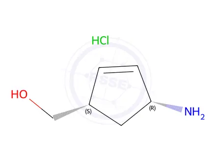 Chemical structure of (1S,4R)-(4-Aminocyclopent-2-enyl)methanol Hydrochloride
