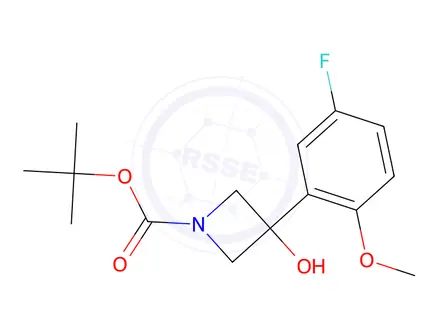 Chemical structure of tert-Butyl 3-(5-fluoro-2-methoxyphenyl)-3-hydroxyazetidine-1-carboxylate