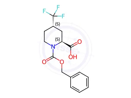 Chemical structure of (2S,4S)-4-Trifluoromethyl-piperidine-1,2-dicarboxylic acid 1-benzyl ester
